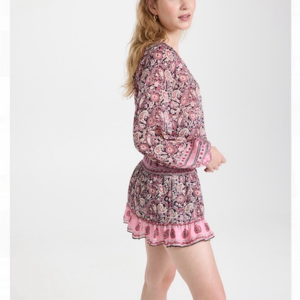 Bell Silk Cotton Voile Black/Pink Paisley Smocked
Waist Evelyn Mini Dress Med - Picture 3 of 10